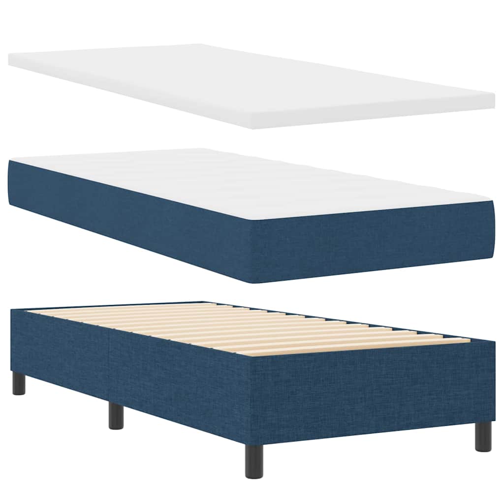 Box spring seng med pude med hovedgærde Blå 200 x 90 cm Stof