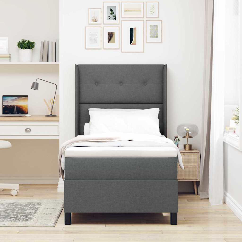 Box spring seng med pude Mørkegrå 200 x 100 cm Stof