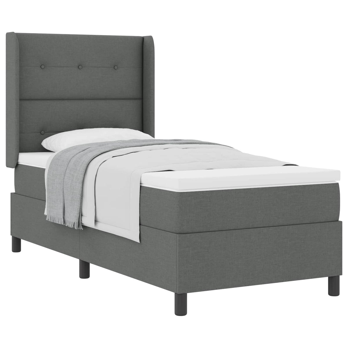 Box spring seng med pude Mørkegrå 200 x 100 cm Stof