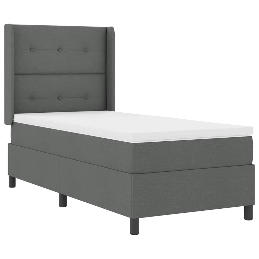 Box spring seng med pude Mørkegrå 200 x 100 cm Stof