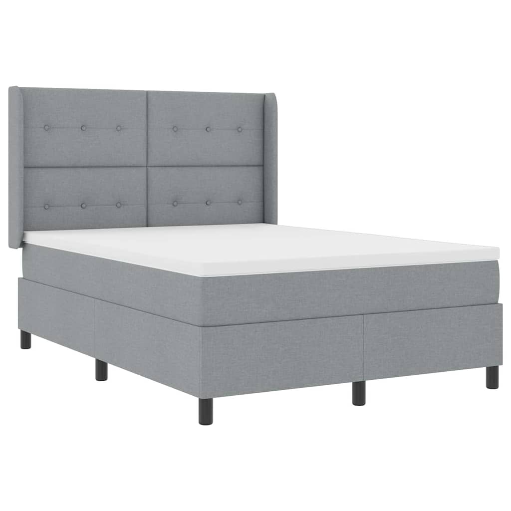 Box spring seng med pude Lysegrå 190 x 140 cm Stof