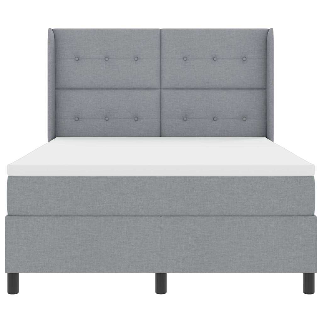 Box spring seng med pude Lysegrå 190 x 140 cm Stof