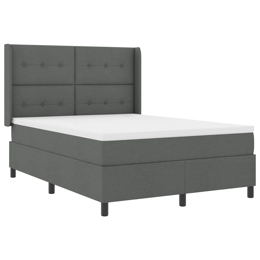 Box spring seng med pude Mørkegrå 190 x 140 cm Stof