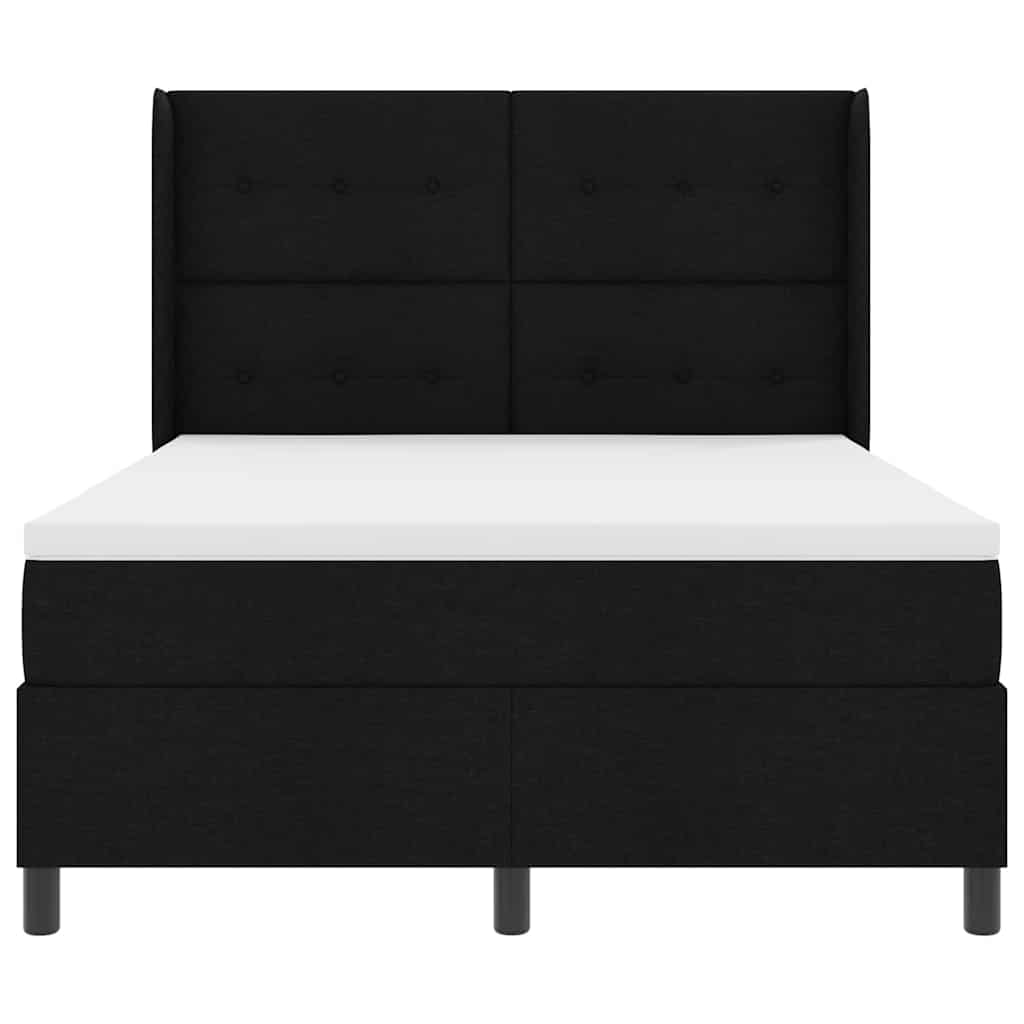Box spring seng med pude med hovedgærde Sort 190 x 140 cm Stof