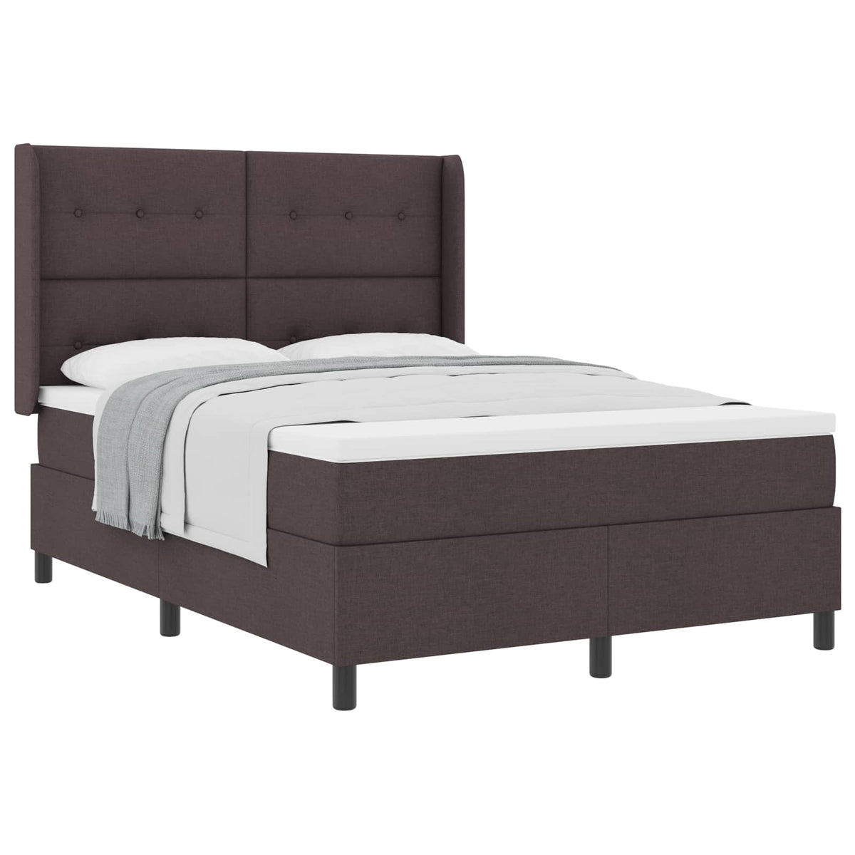 Box spring seng med pude Mørk Brun 190 x 140 cm Stof