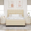 Box spring seng med pude med hovedgærde Creme 190 x 140 cm Stof