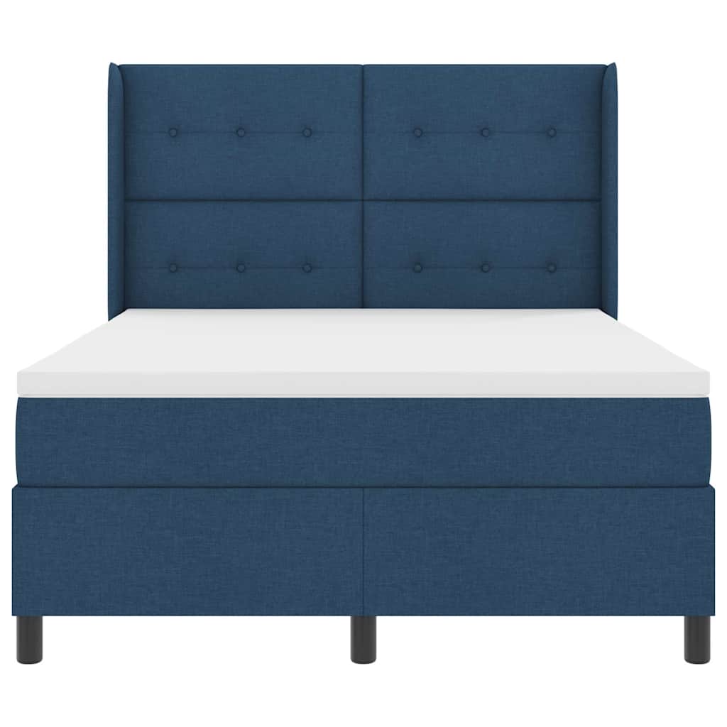 Box spring seng med pude med hovedgærde Blå 190 x 140 cm Stof