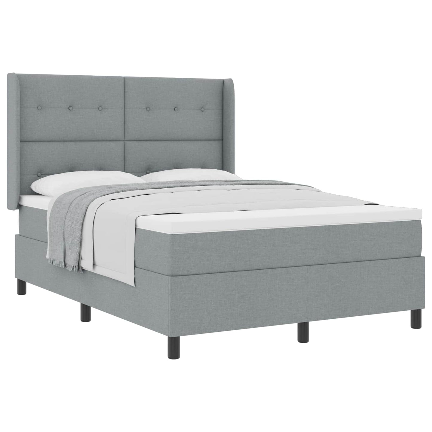 Box spring seng med pude Lysegrå 200 x 160 cm Stof