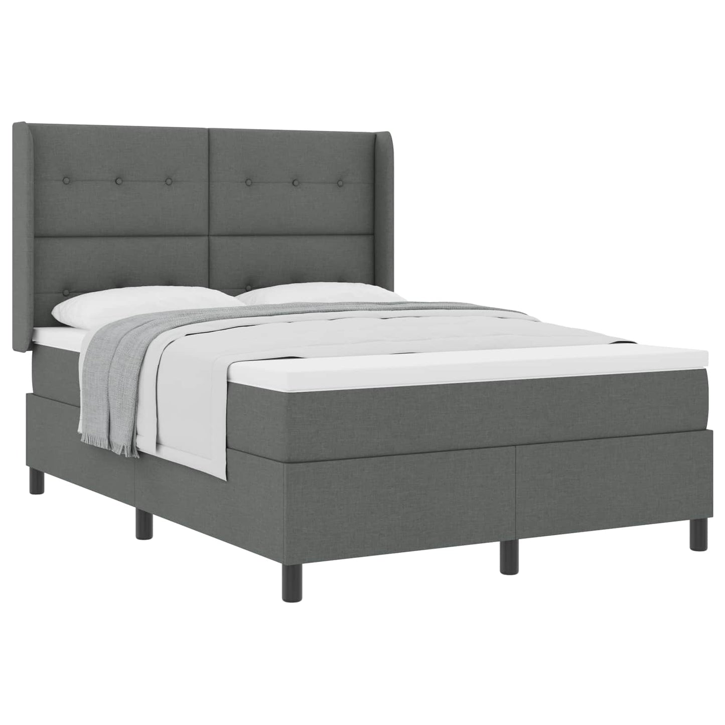 Box spring seng med pude Mørkegrå 200 x 160 cm Stof