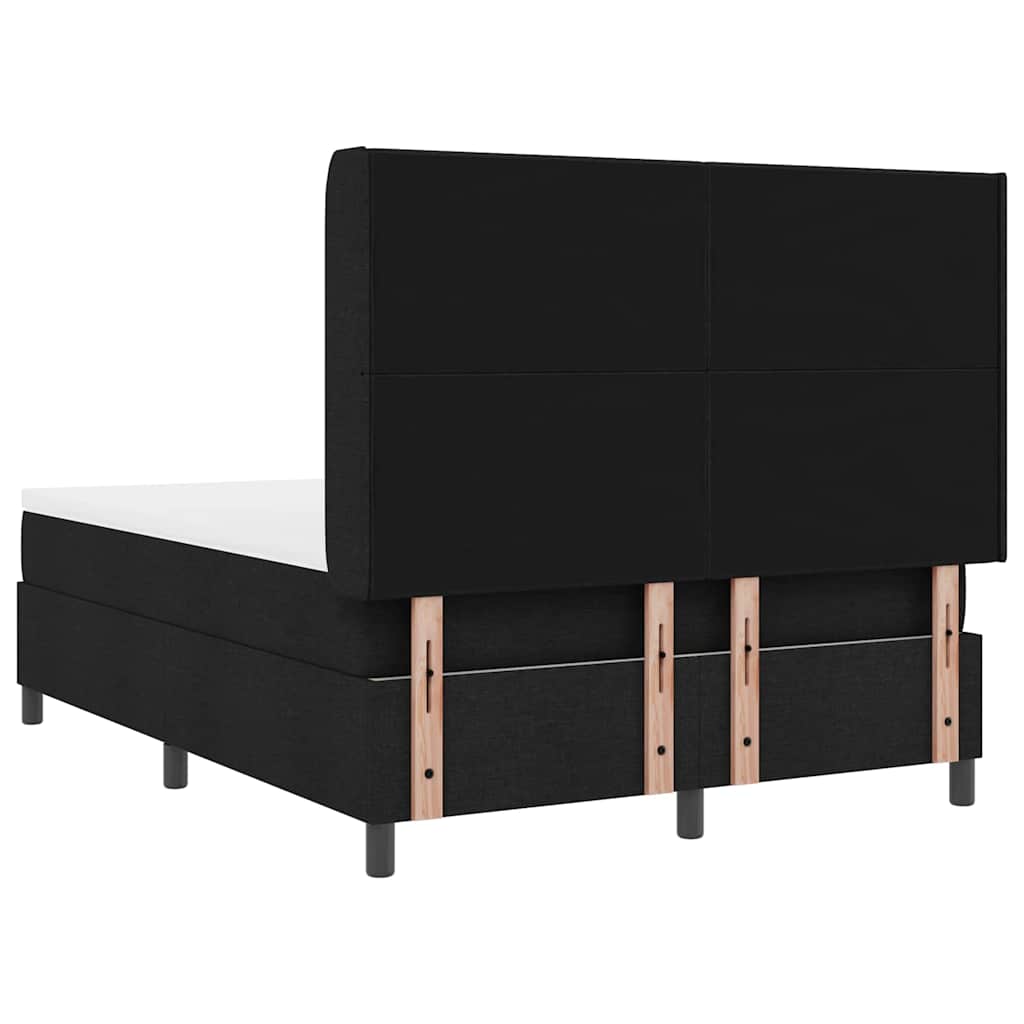 Box spring seng med pude med hovedgærde Sort 200 x 160 cm Stof