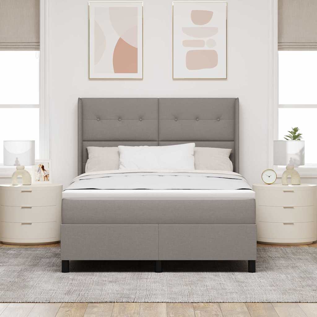 Box spring seng med pude Gråbrun 200 x 160 cm Stof