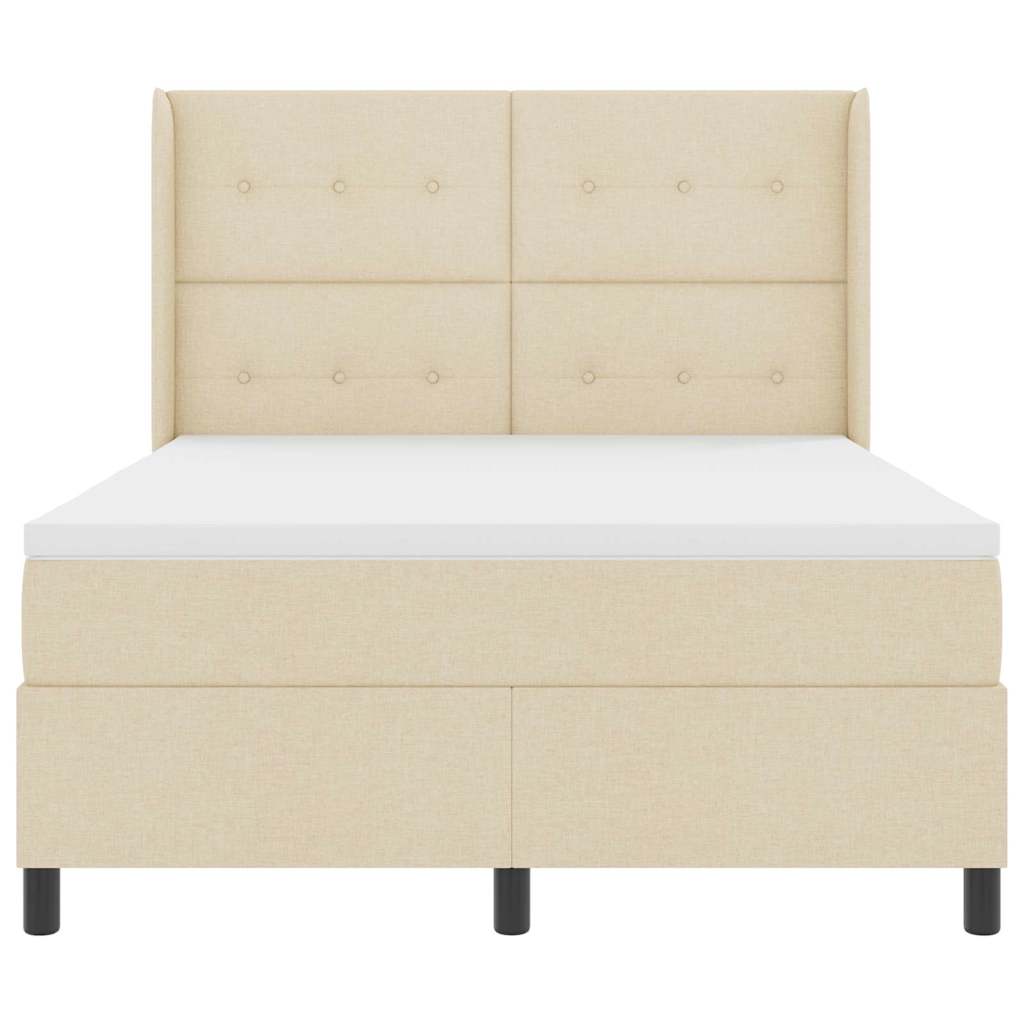 Box spring seng med pude med hovedgærde Creme 200 x 160 cm Stof