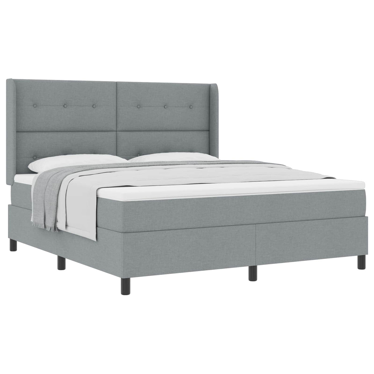 Box spring seng med pude Lysegrå 200 x 180 cm Stof