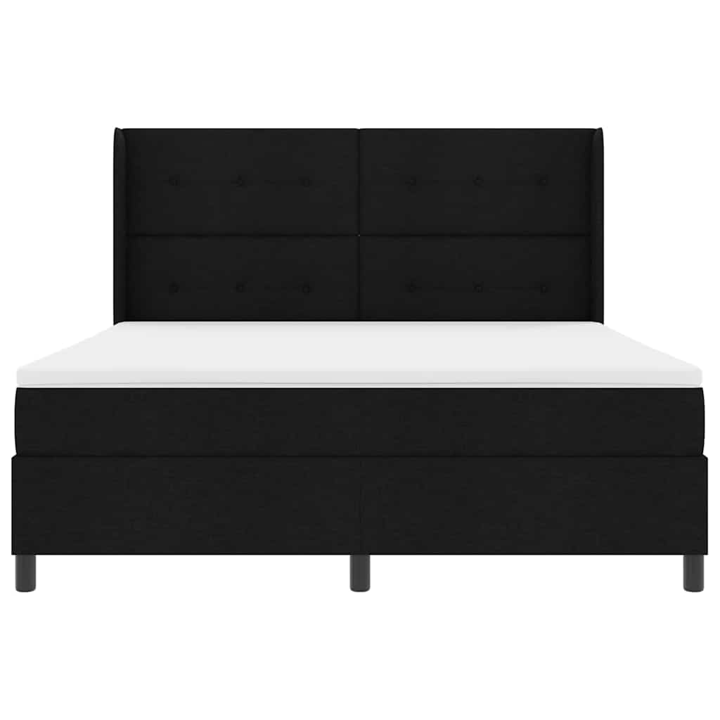Box spring seng med pude med hovedgærde Sort 200 x 180 cm Stof