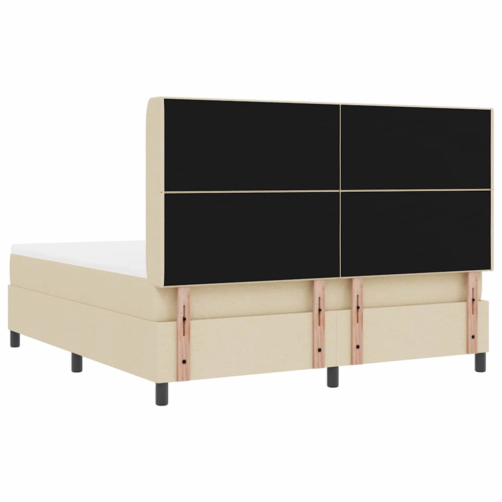Box spring seng med pude med hovedgærde Creme 200 x 180 cm Stof