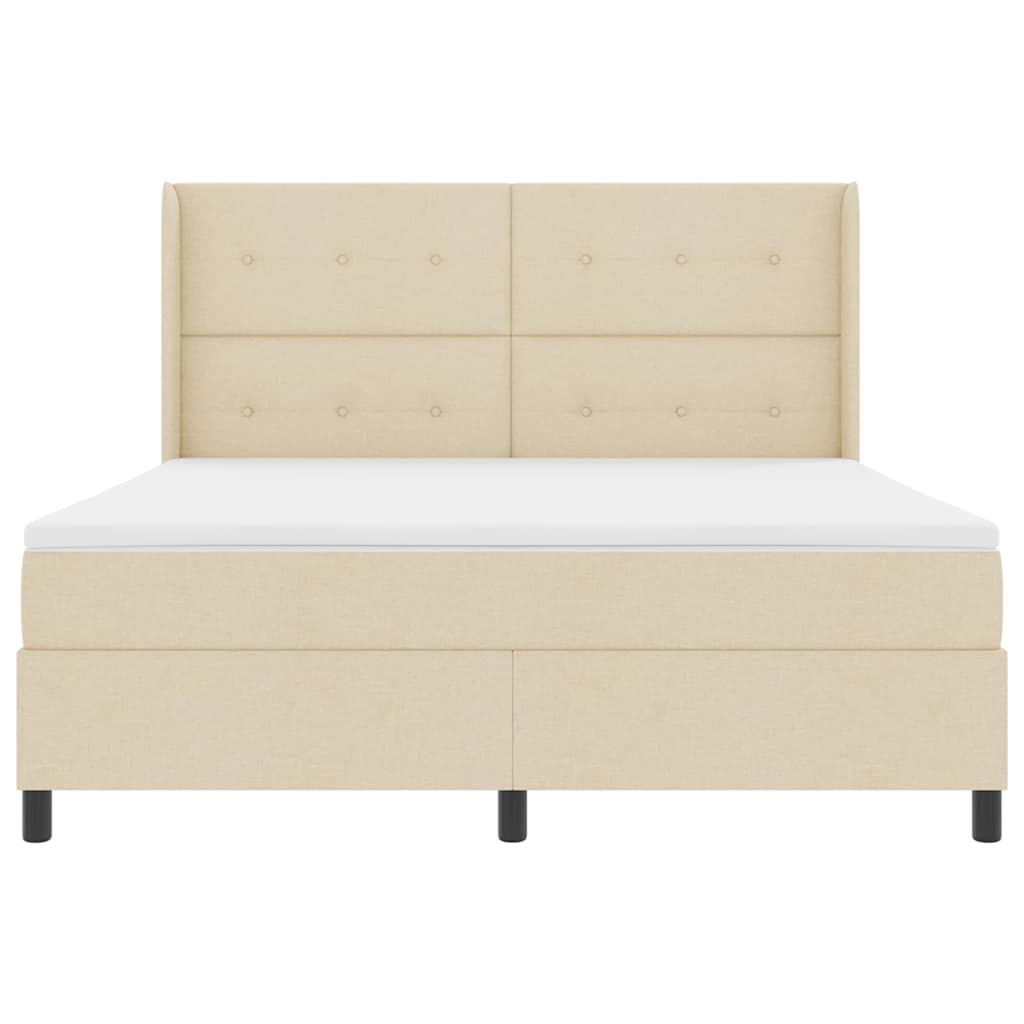 Box spring seng med pude med hovedgærde Creme 200 x 180 cm Stof