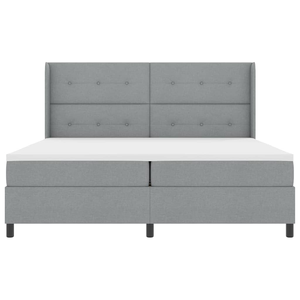 Box spring seng med pude Lysegrå 200 x 200 cm Stof