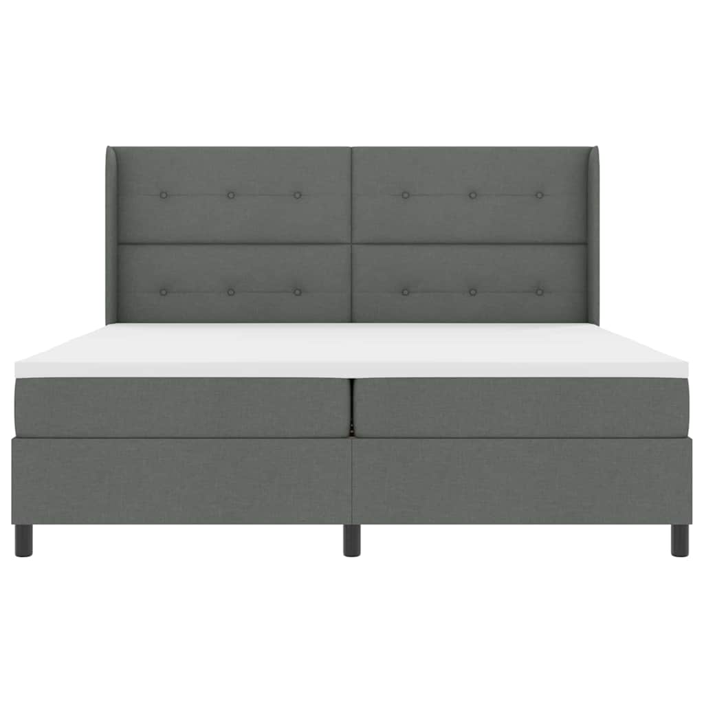 Box spring seng med pude Mørkegrå 200 x 200 cm Stof