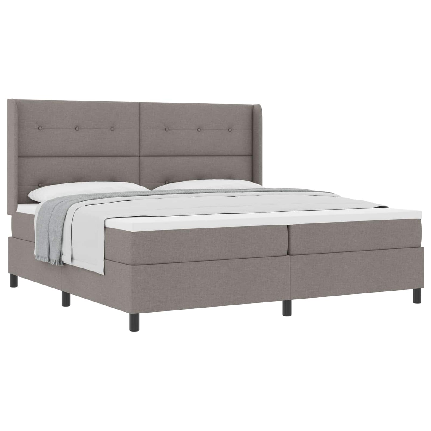 Box spring seng med pude Gråbrun 200 x 200 cm Stof