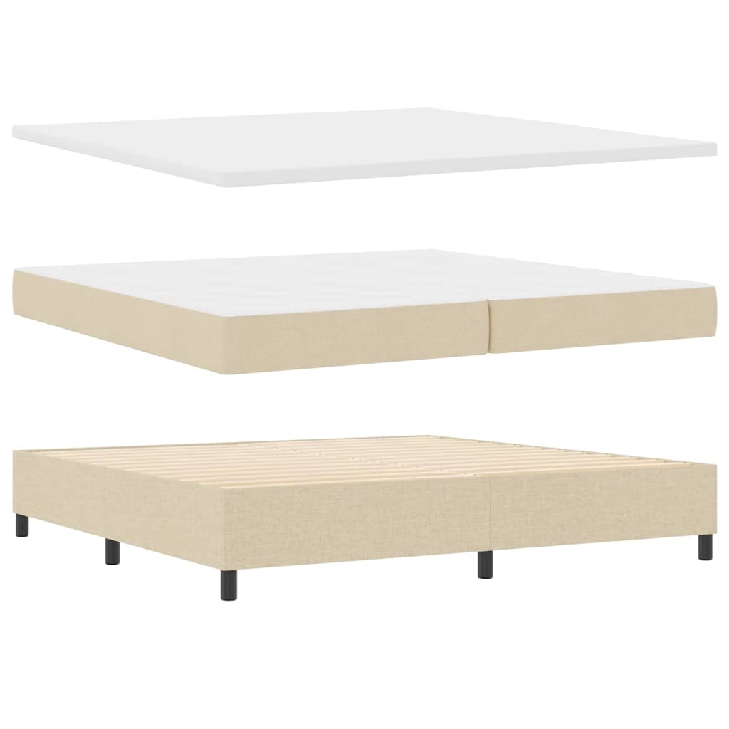 Box spring seng med pude med hovedgærde Creme 200 x 200 cm Stof