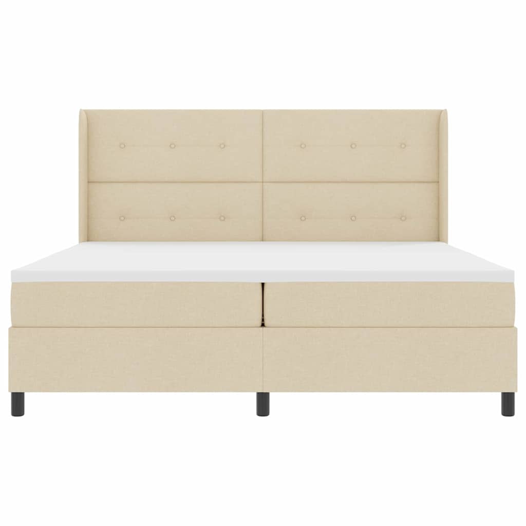 Box spring seng med pude med hovedgærde Creme 200 x 200 cm Stof
