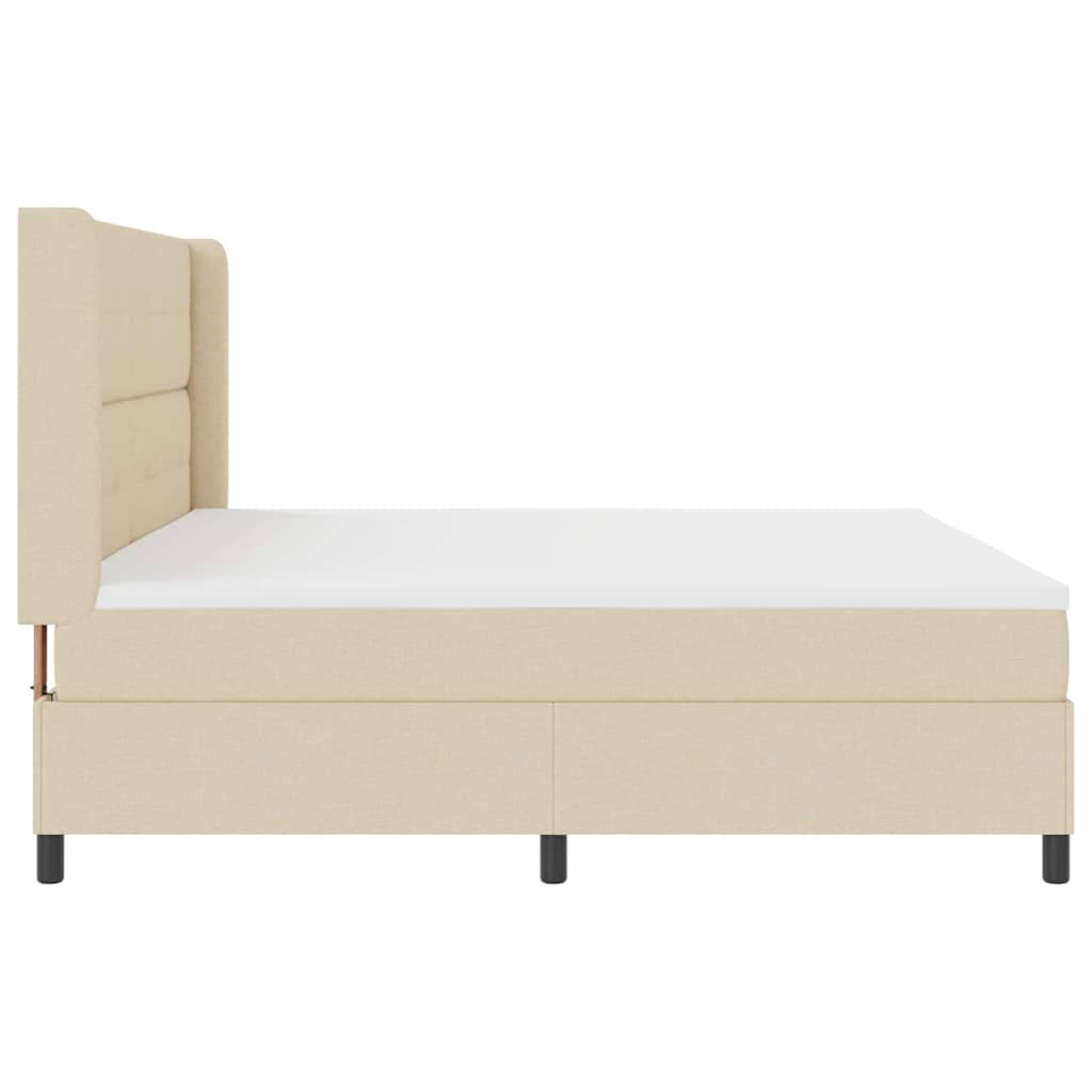 Box spring seng med pude med hovedgærde Creme 200 x 200 cm Stof