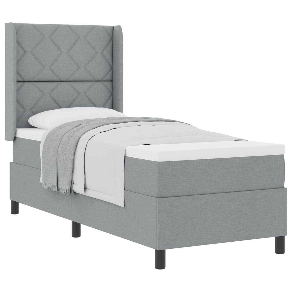 Box spring seng med pude Lysegrå 200 x 80 cm Stof