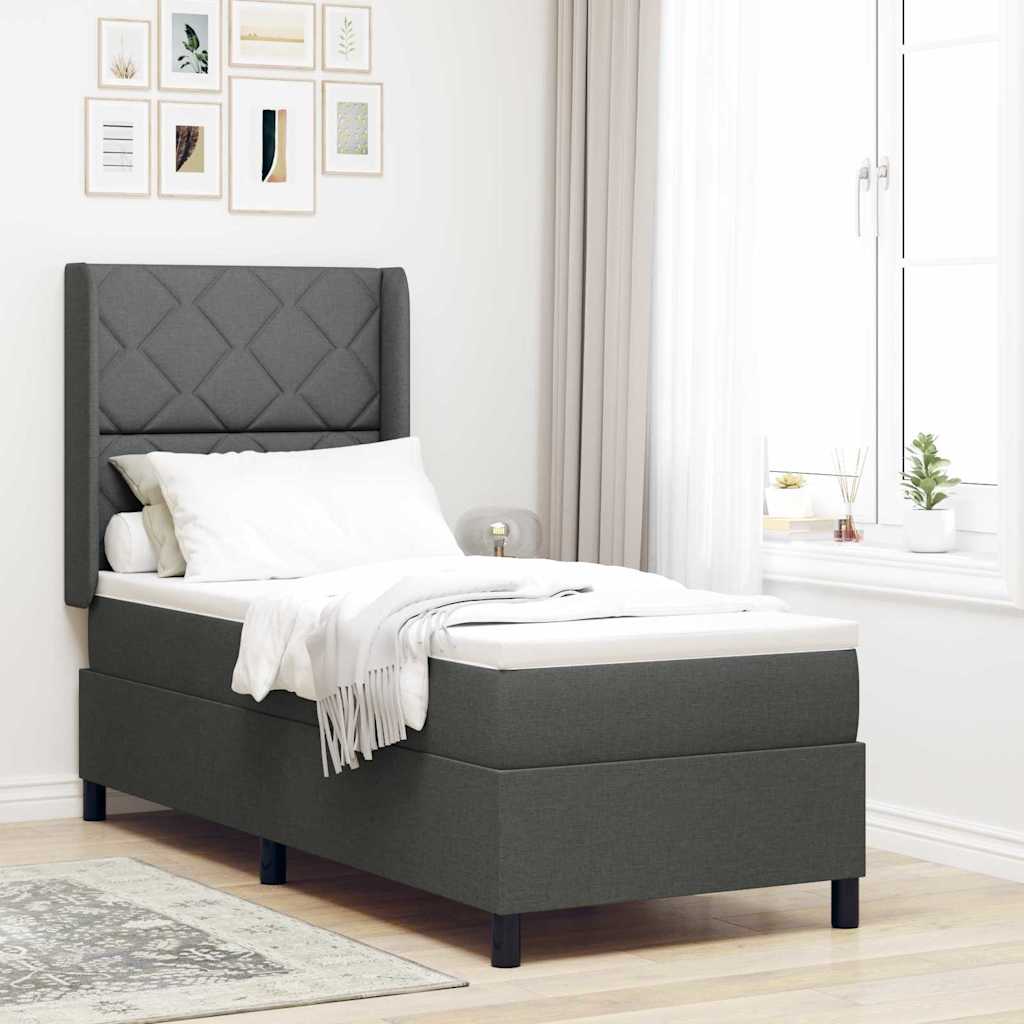 Box spring seng med pude Mørkegrå 200 x 80 cm Stof