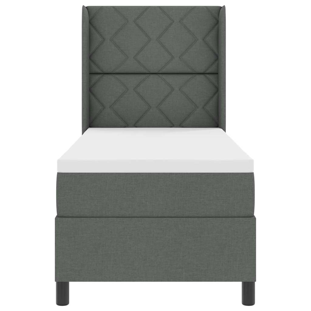 Box spring seng med pude Mørkegrå 200 x 80 cm Stof