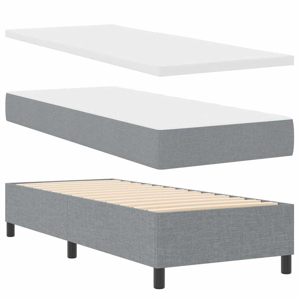 Box spring seng med pude Lysegrå 190 x 90 cm Stof