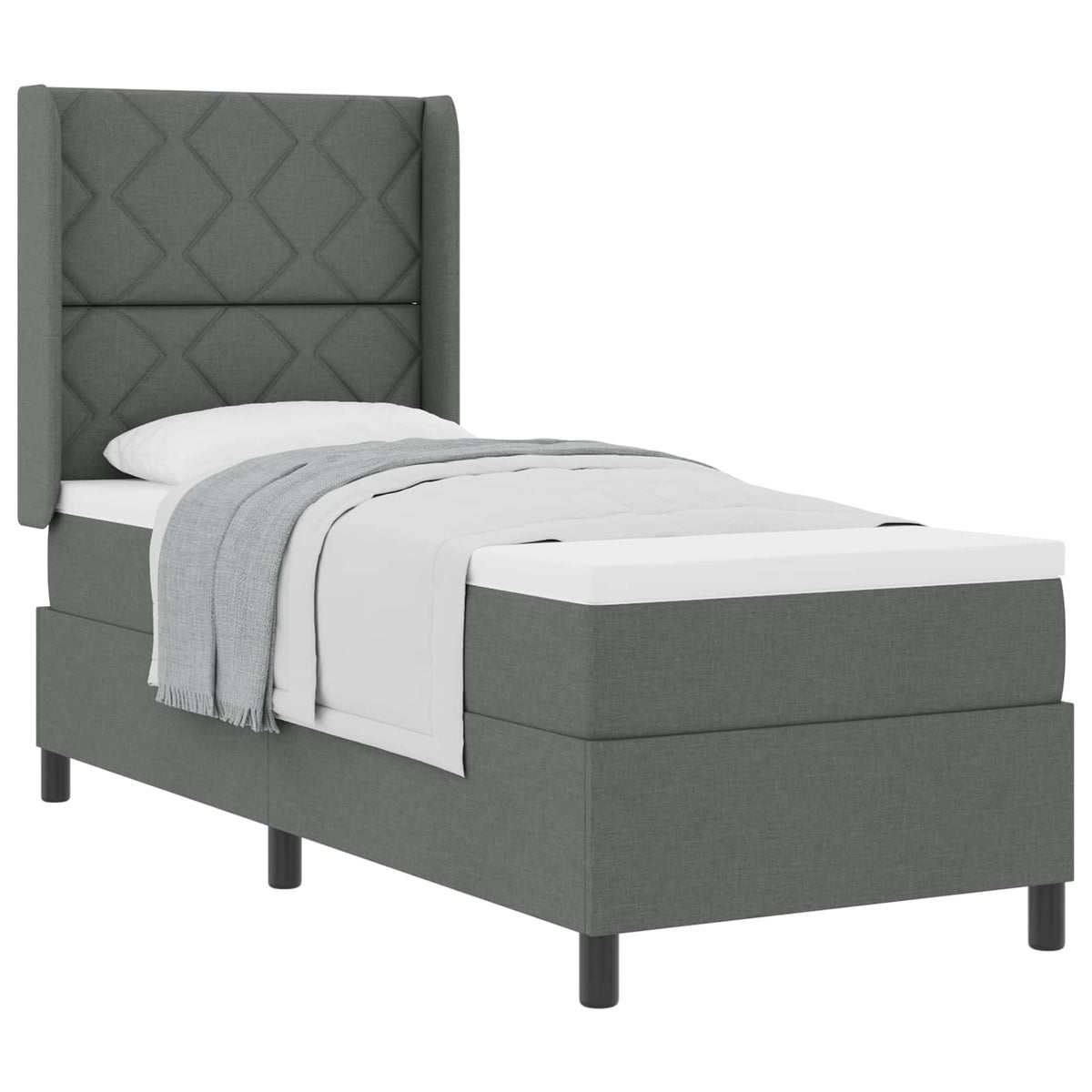 Box spring seng med pude Mørkegrå 190 x 90 cm Stof