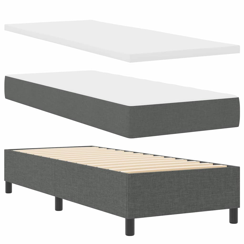 Box spring seng med pude Mørkegrå 190 x 90 cm Stof