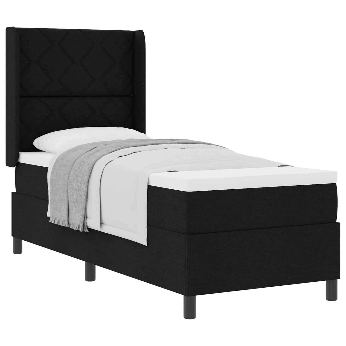 Box spring seng med pude med hovedgærde Sort 190 x 90 cm Stof