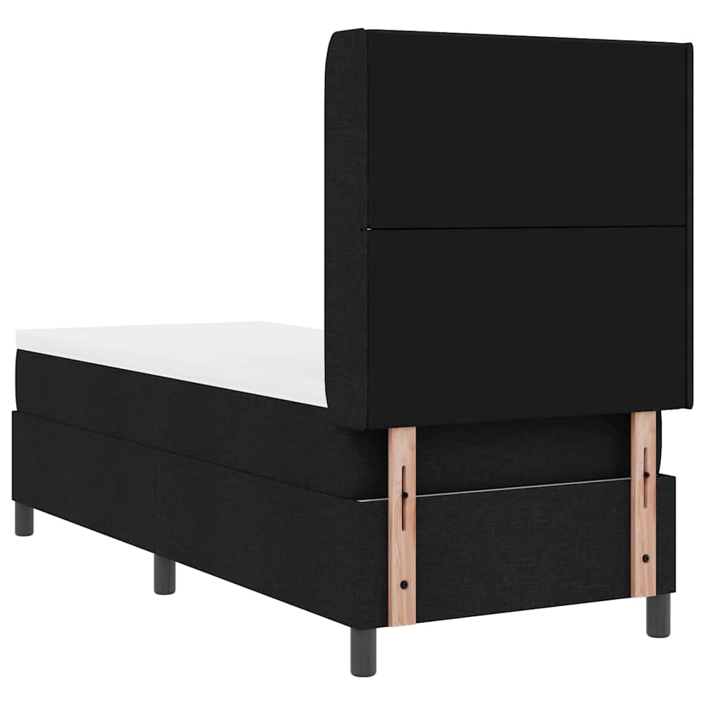 Box spring seng med pude med hovedgærde Sort 190 x 90 cm Stof