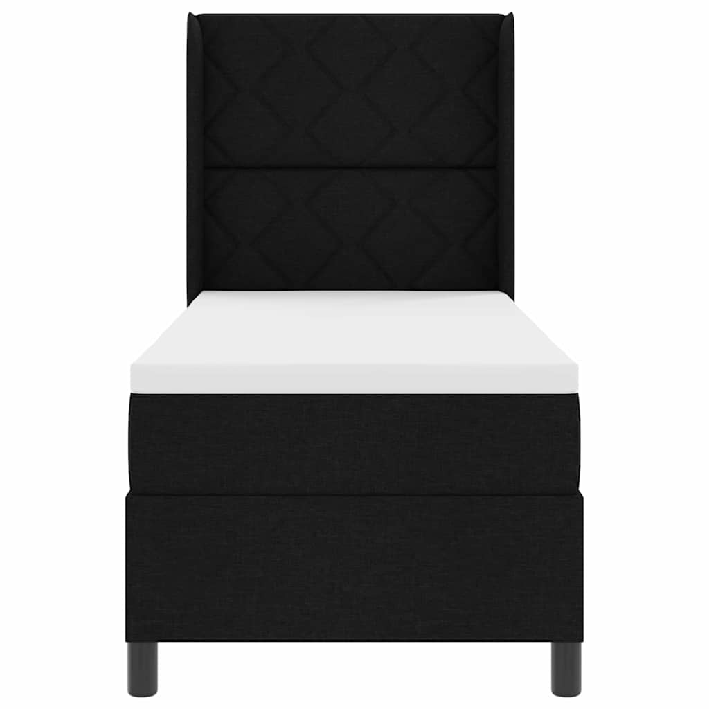 Box spring seng med pude med hovedgærde Sort 190 x 90 cm Stof