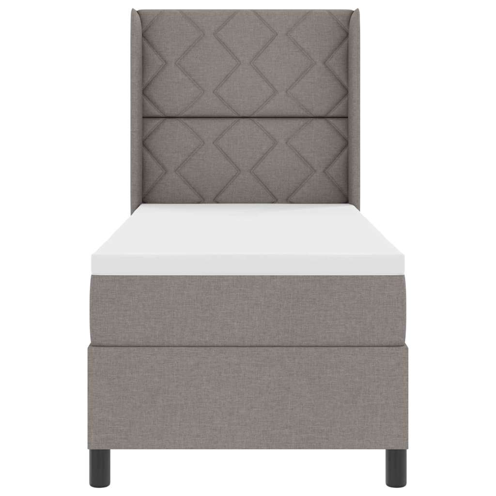 Box spring seng med pude Gråbrun 190 x 90 cm Stof