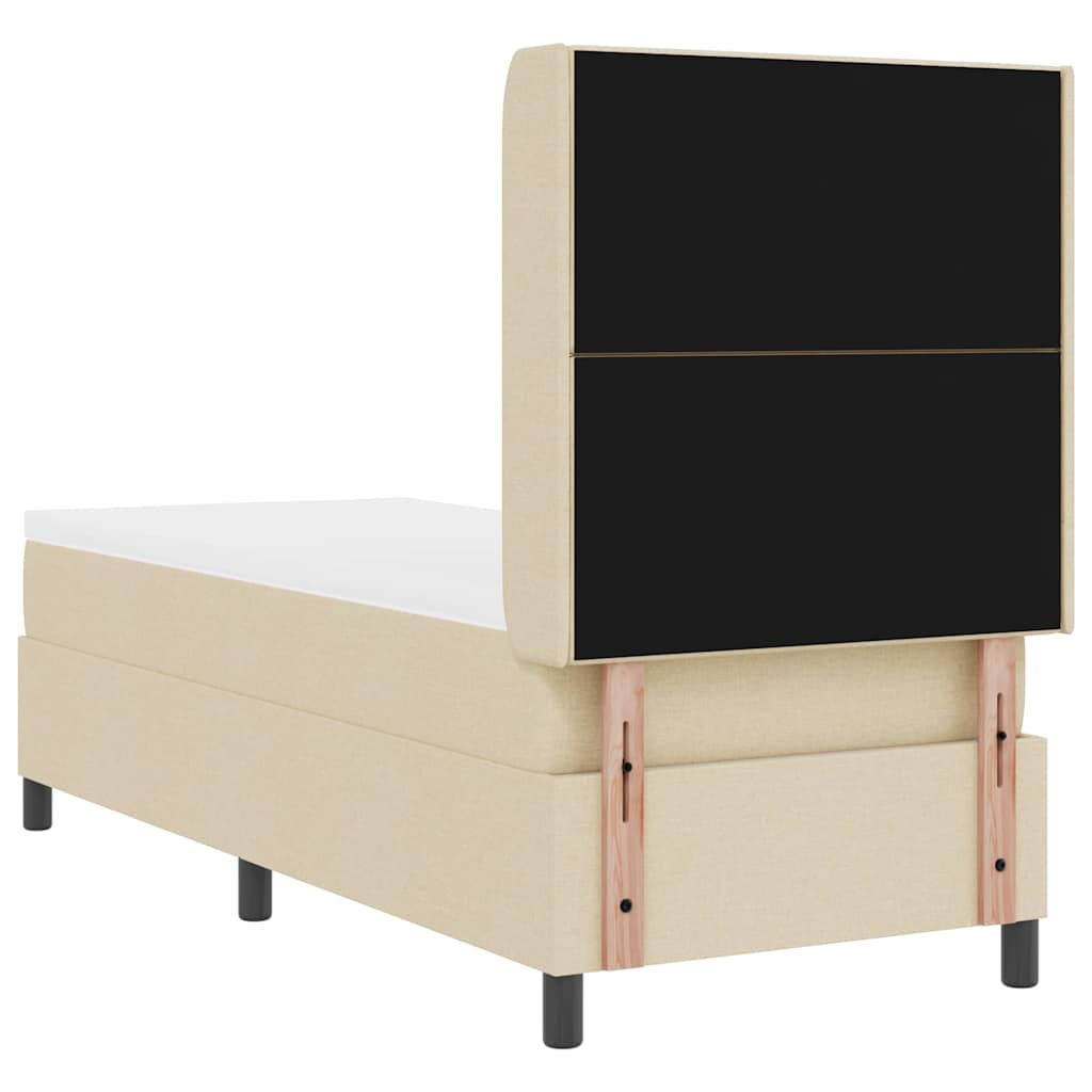 Box spring seng med pude med hovedgærde Creme 190 x 90 cm Stof