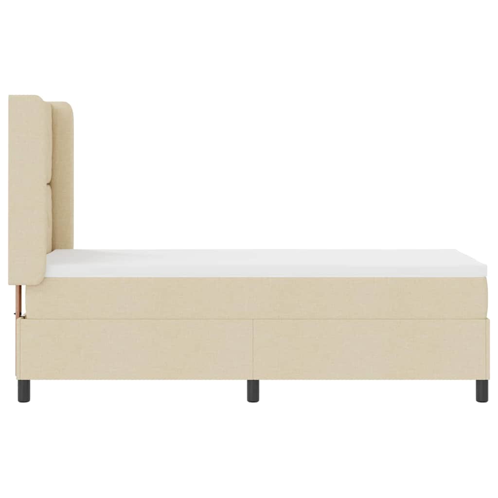 Box spring seng med pude med hovedgærde Creme 190 x 90 cm Stof