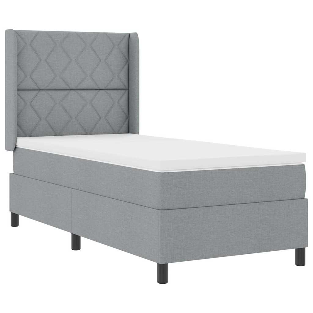 Box spring seng med pude Lysegrå 200 x 90 cm Stof