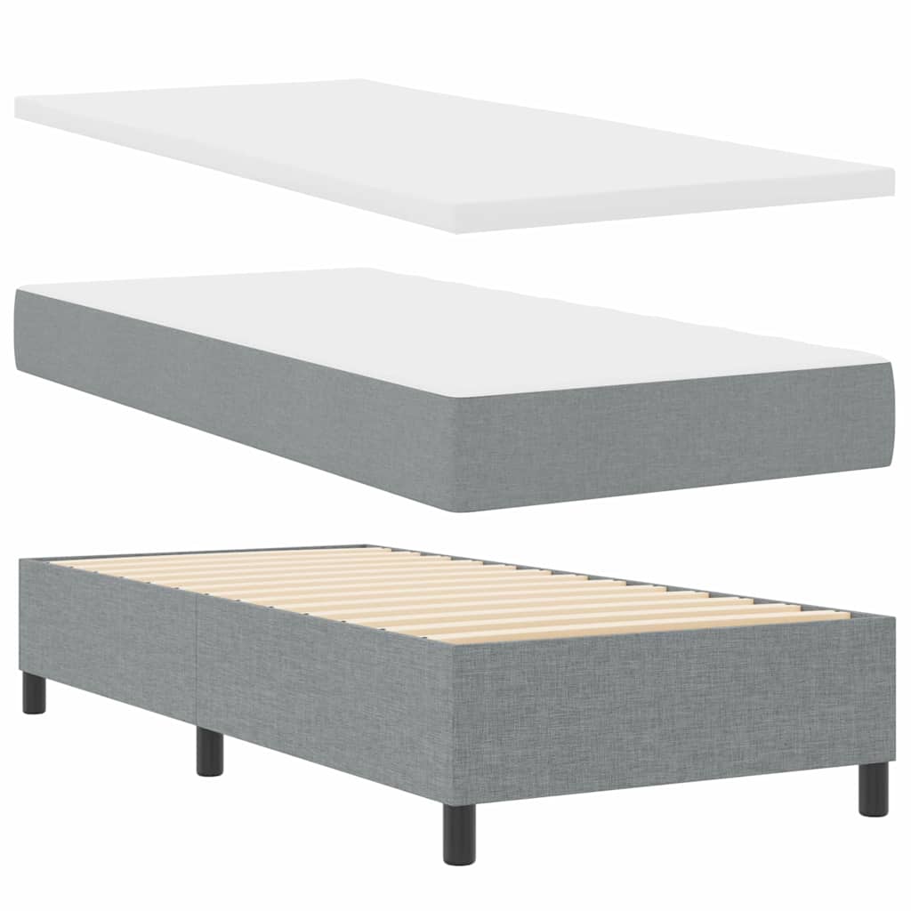 Box spring seng med pude Lysegrå 200 x 90 cm Stof