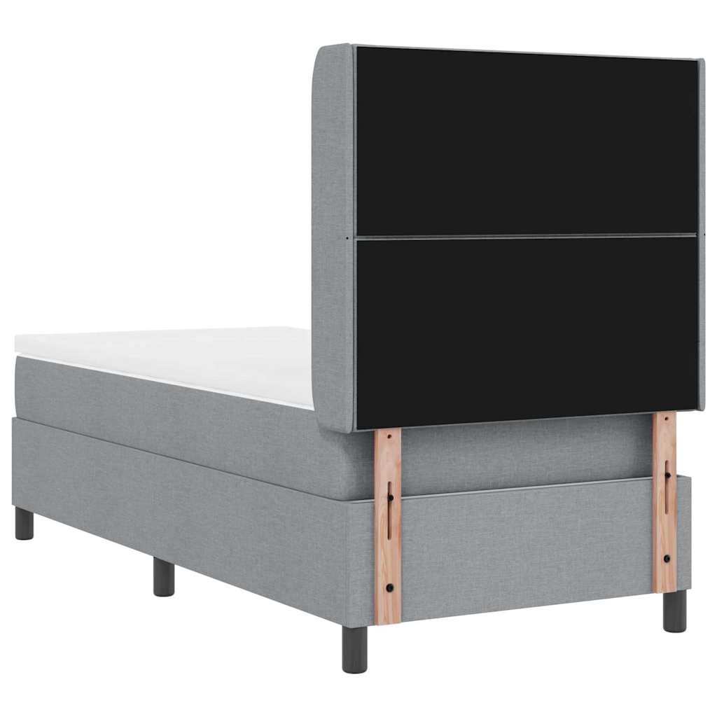 Box spring seng med pude Lysegrå 200 x 90 cm Stof