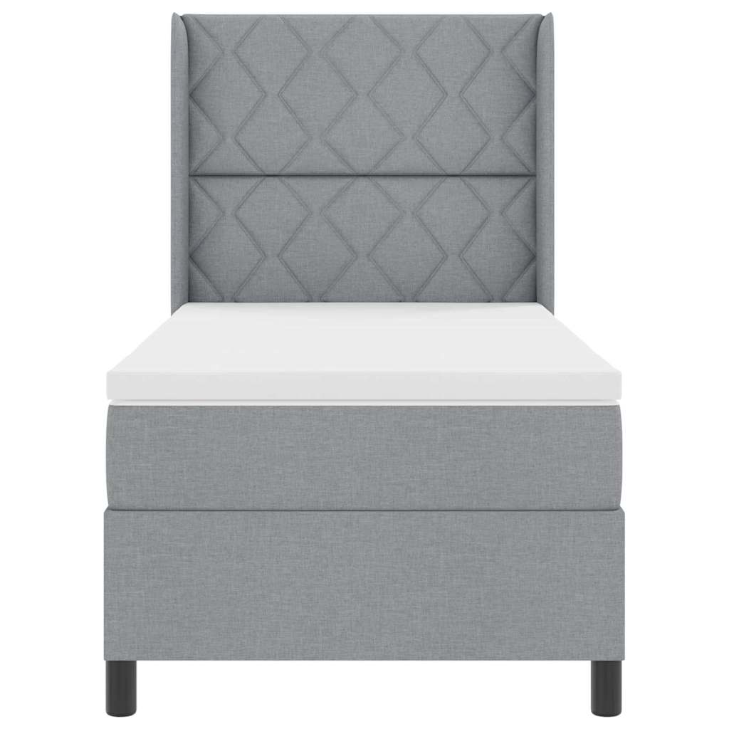 Box spring seng med pude Lysegrå 200 x 90 cm Stof