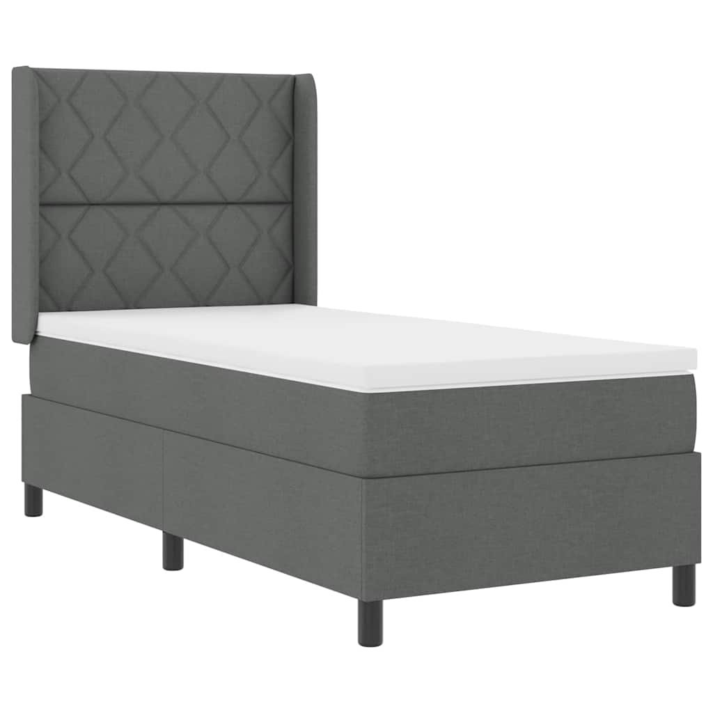 Box spring seng med pude Mørkegrå 200 x 90 cm Stof