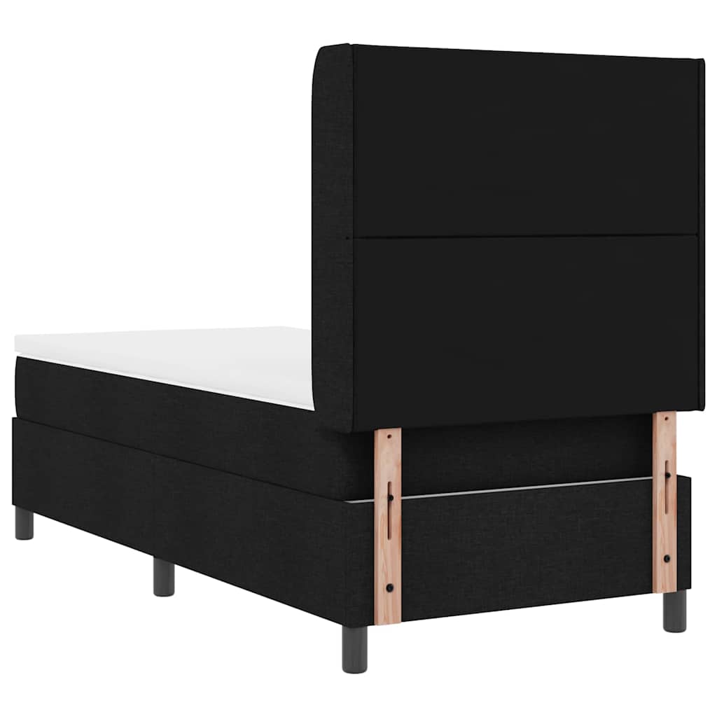 Box spring seng med pude med hovedgærde Sort 200 x 90 cm Stof