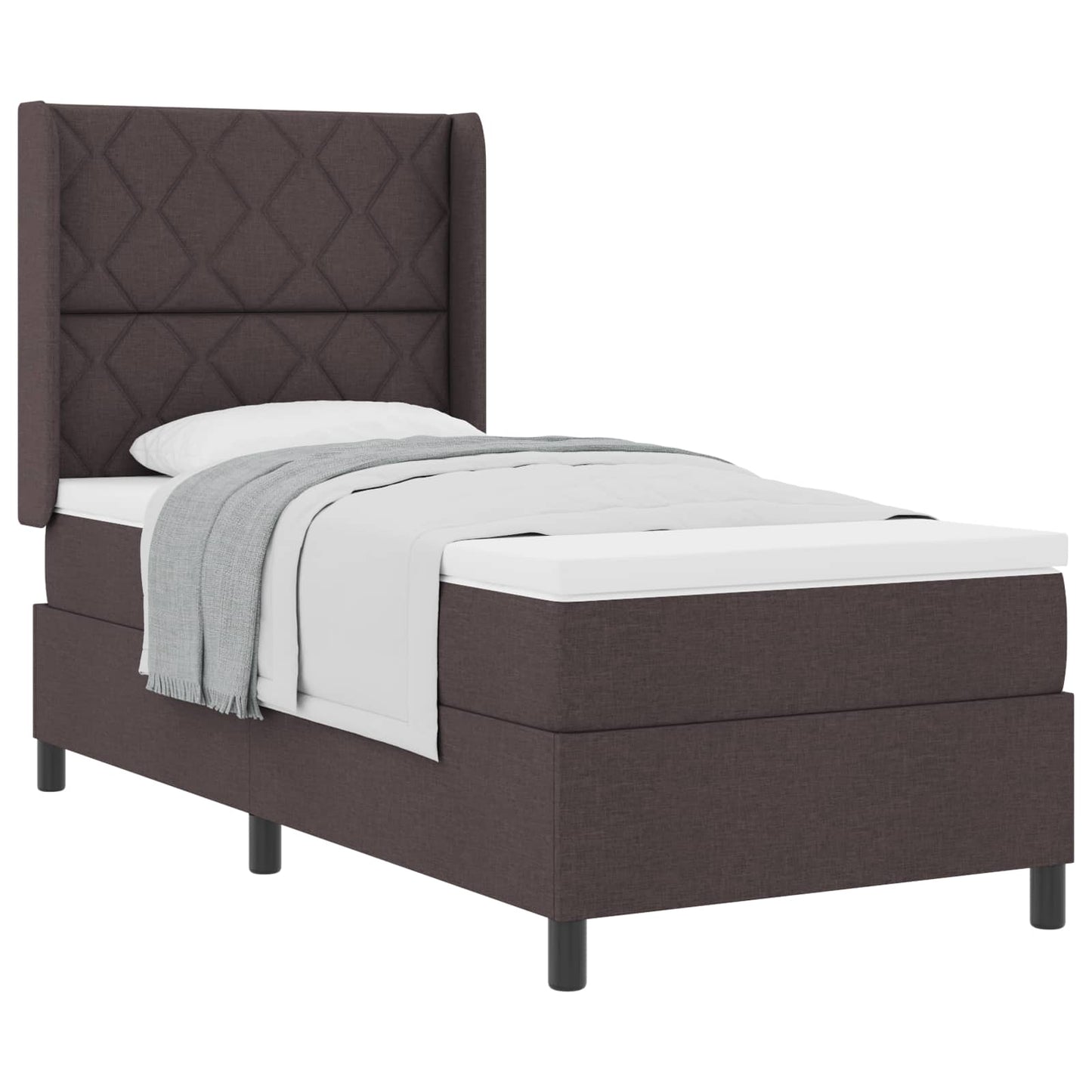 Box spring seng med pude Mørk Brun 200 x 90 cm Stof
