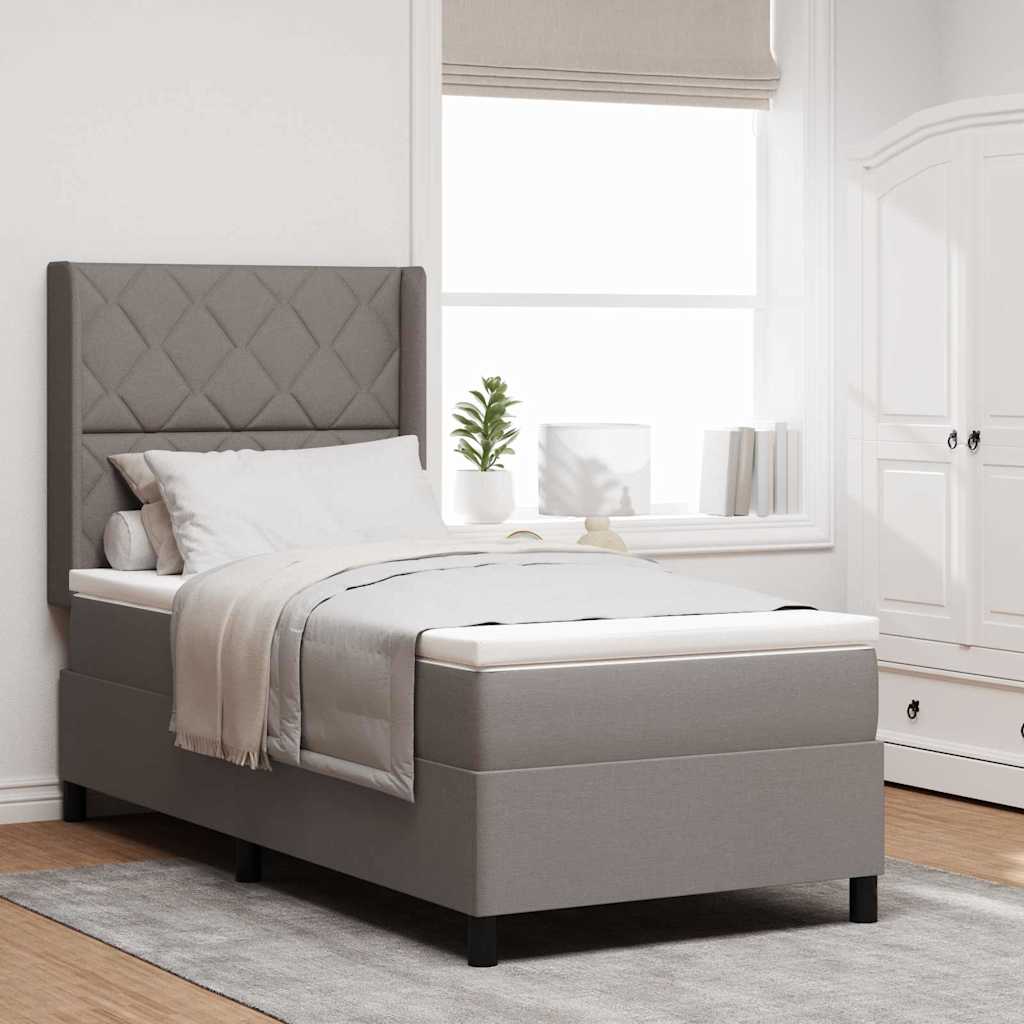 Box spring seng med pude Gråbrun 200 x 90 cm Stof