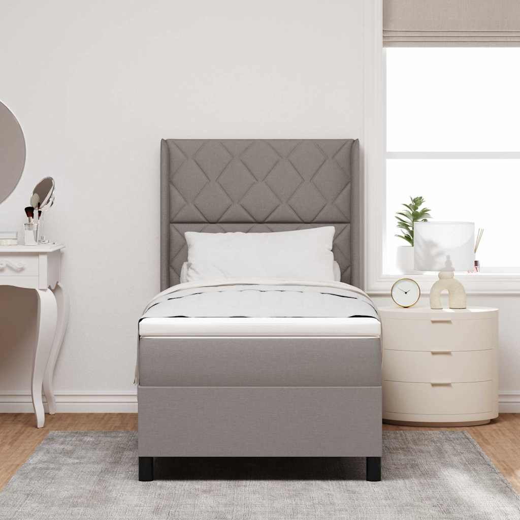 Box spring seng med pude Gråbrun 200 x 90 cm Stof