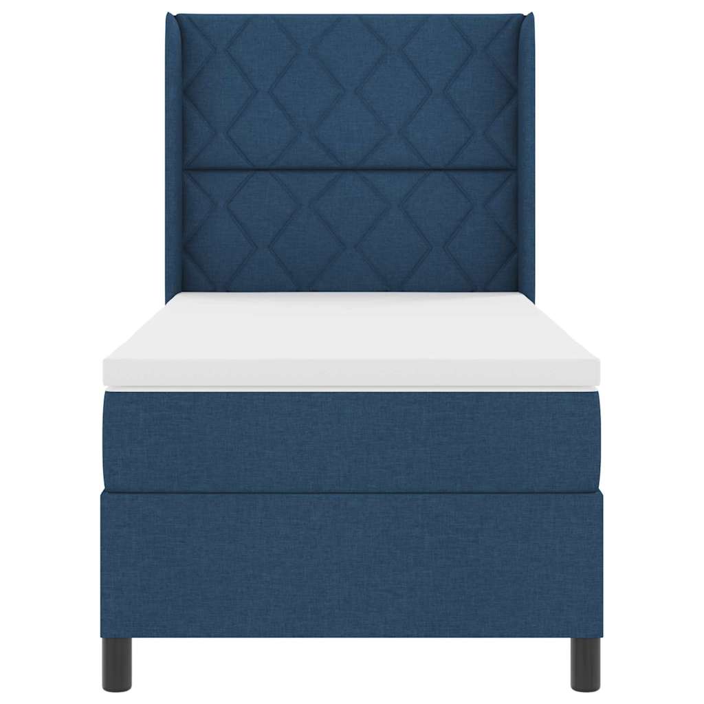 Box spring seng med pude med hovedgærde Blå 200 x 90 cm Stof