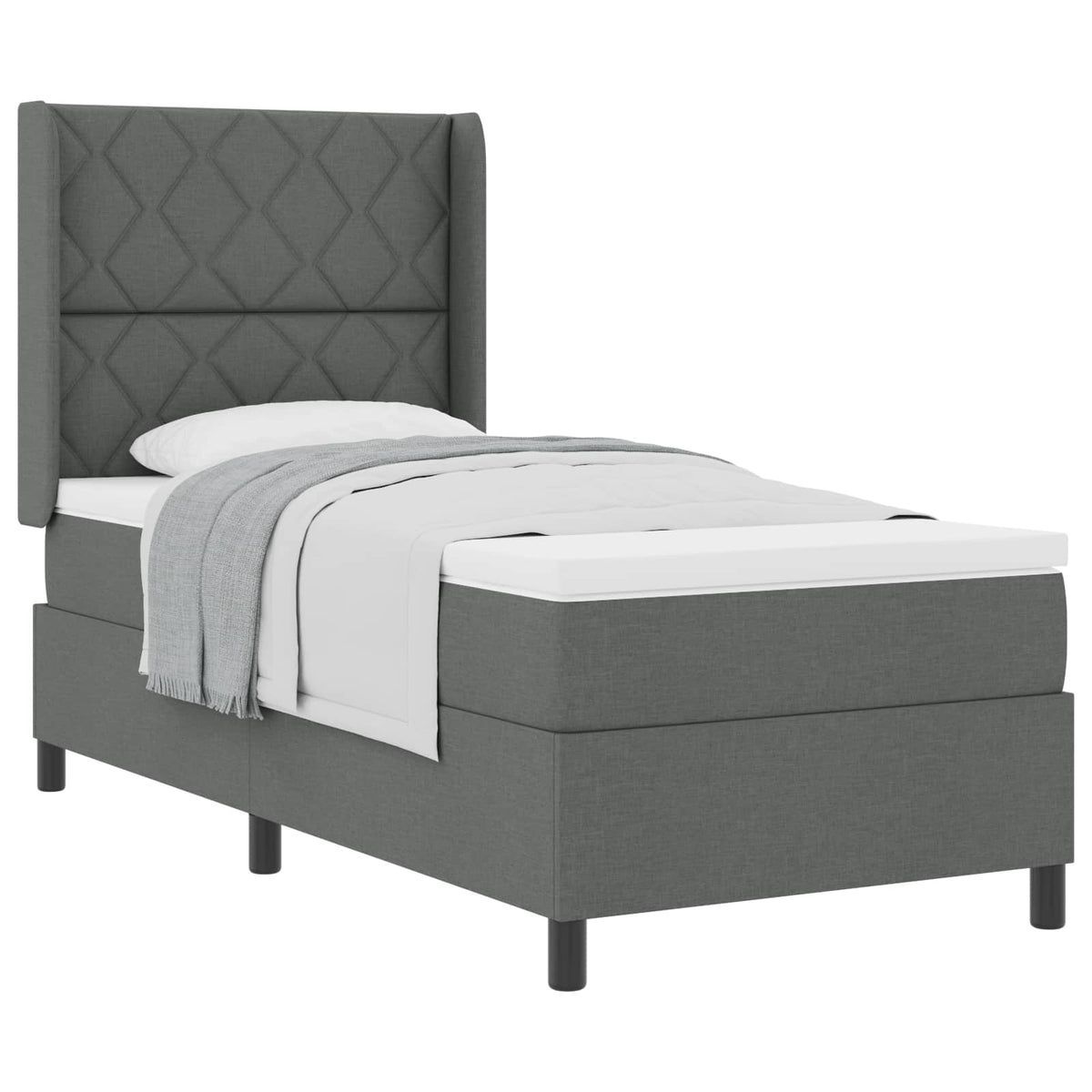 Box spring seng med pude Mørkegrå 200 x 100 cm Stof