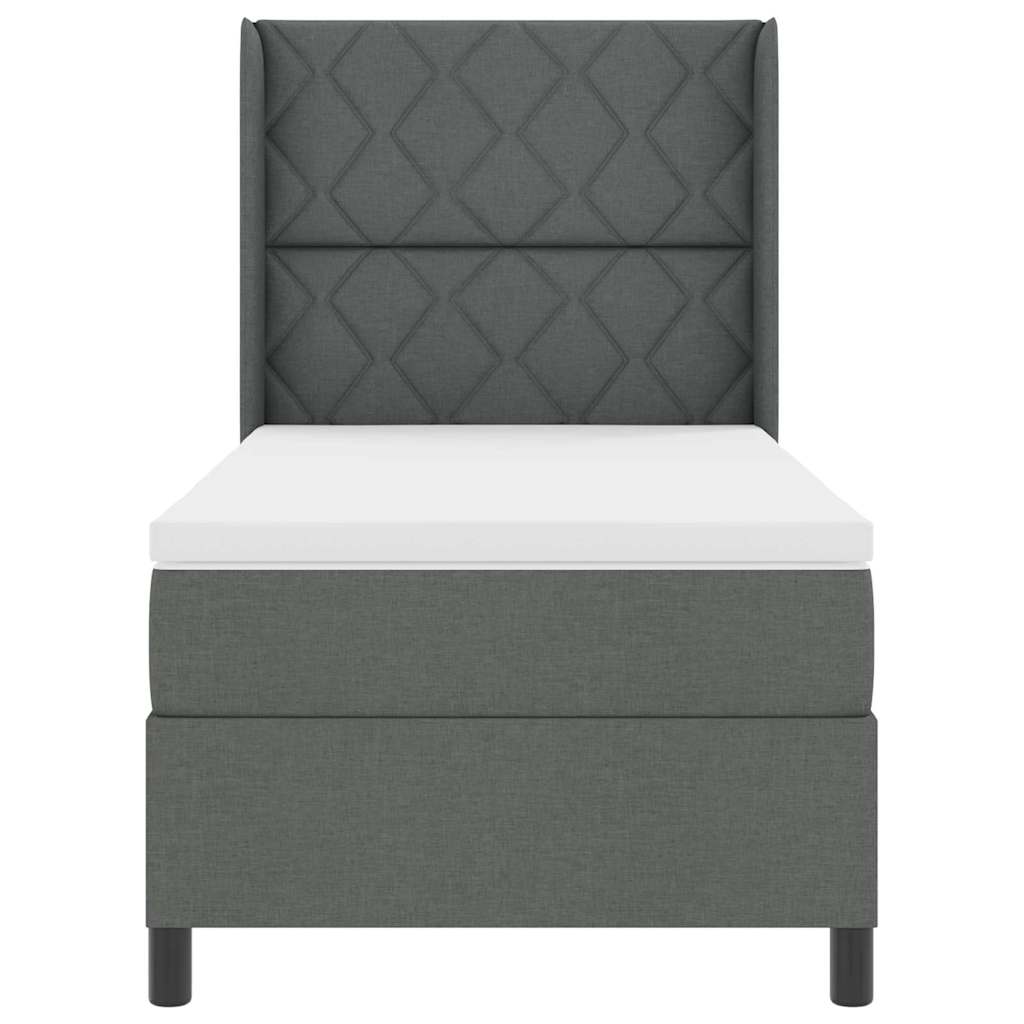 Box spring seng med pude Mørkegrå 200 x 100 cm Stof